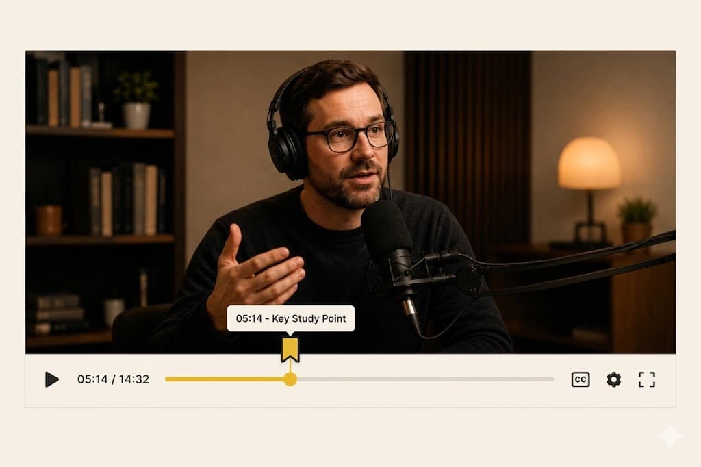 YouTube Timestamp extension mockup with vintage cinema ticket aesthetic